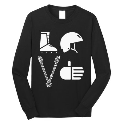 LOVE Cute Downhill Snow Skiing Winter Sports Alpine Ski Long Sleeve Shirt