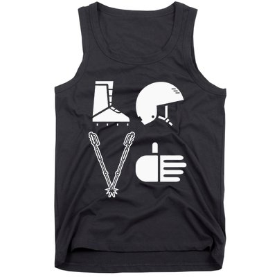 LOVE Cute Downhill Snow Skiing Winter Sports Alpine Ski Tank Top