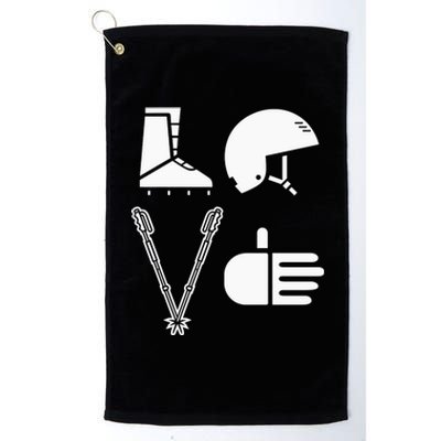 LOVE Cute Downhill Snow Skiing Winter Sports Alpine Ski Platinum Collection Golf Towel