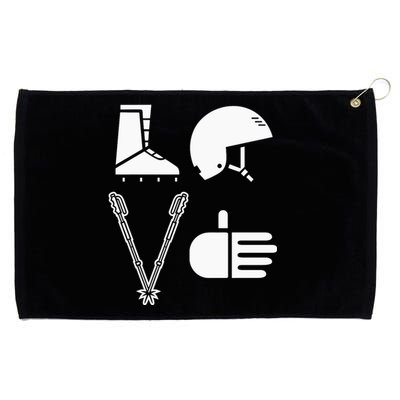 LOVE Cute Downhill Snow Skiing Winter Sports Alpine Ski Grommeted Golf Towel