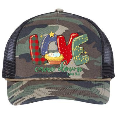 Love Came Down Luke 211 Merry Christmas Baby Jesus Retro Rope Trucker Hat Cap