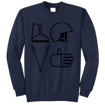 LOVE Cute Downhill Snow Skiing Winter Sports Alpine Ski Tall Sweatshirt