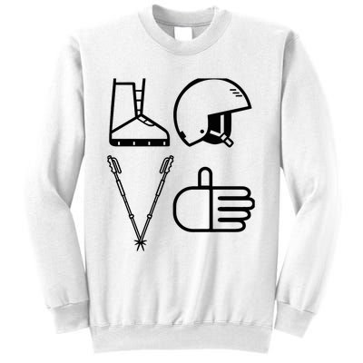 LOVE Cute Downhill Snow Skiing Winter Sports Alpine Ski Sweatshirt