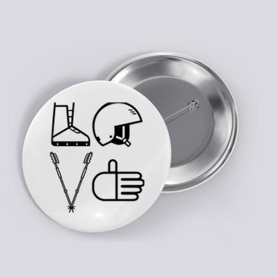 LOVE Cute Downhill Snow Skiing Winter Sports Alpine Ski Button