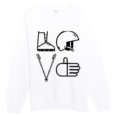 LOVE Cute Downhill Snow Skiing Winter Sports Alpine Ski Premium Crewneck Sweatshirt