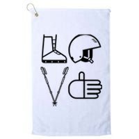 LOVE Cute Downhill Snow Skiing Winter Sports Alpine Ski Platinum Collection Golf Towel