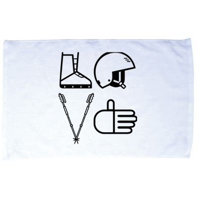 LOVE Cute Downhill Snow Skiing Winter Sports Alpine Ski Microfiber Hand Towel