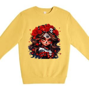 La Catrina Dia De Los Muertos Day Of The Dead Sugar Skull Premium Crewneck Sweatshirt