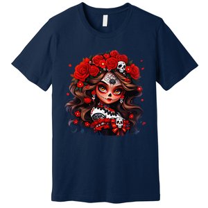 La Catrina Dia De Los Muertos Day Of The Dead Sugar Skull Premium T-Shirt