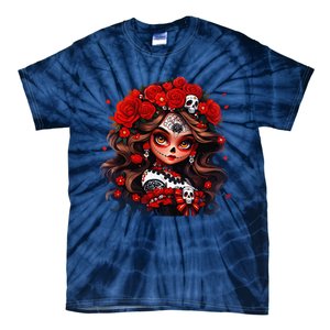 La Catrina Dia De Los Muertos Day Of The Dead Sugar Skull Tie-Dye T-Shirt