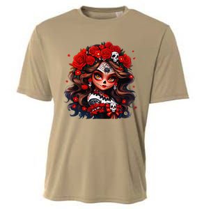 La Catrina Dia De Los Muertos Day Of The Dead Sugar Skull Cooling Performance Crew T-Shirt