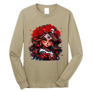 La Catrina Dia De Los Muertos Day Of The Dead Sugar Skull Long Sleeve Shirt