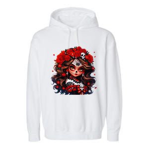 La Catrina Dia De Los Muertos Day Of The Dead Sugar Skull Garment-Dyed Fleece Hoodie