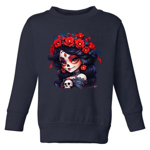 La Catrina Dia De Los Muertos Day Of The Dead Sugar Skull Toddler Sweatshirt