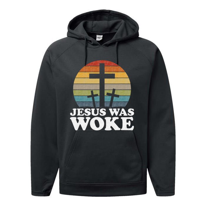 Liberal Christian Democrat Jesus Was Woke Performance Fleece Hoodie