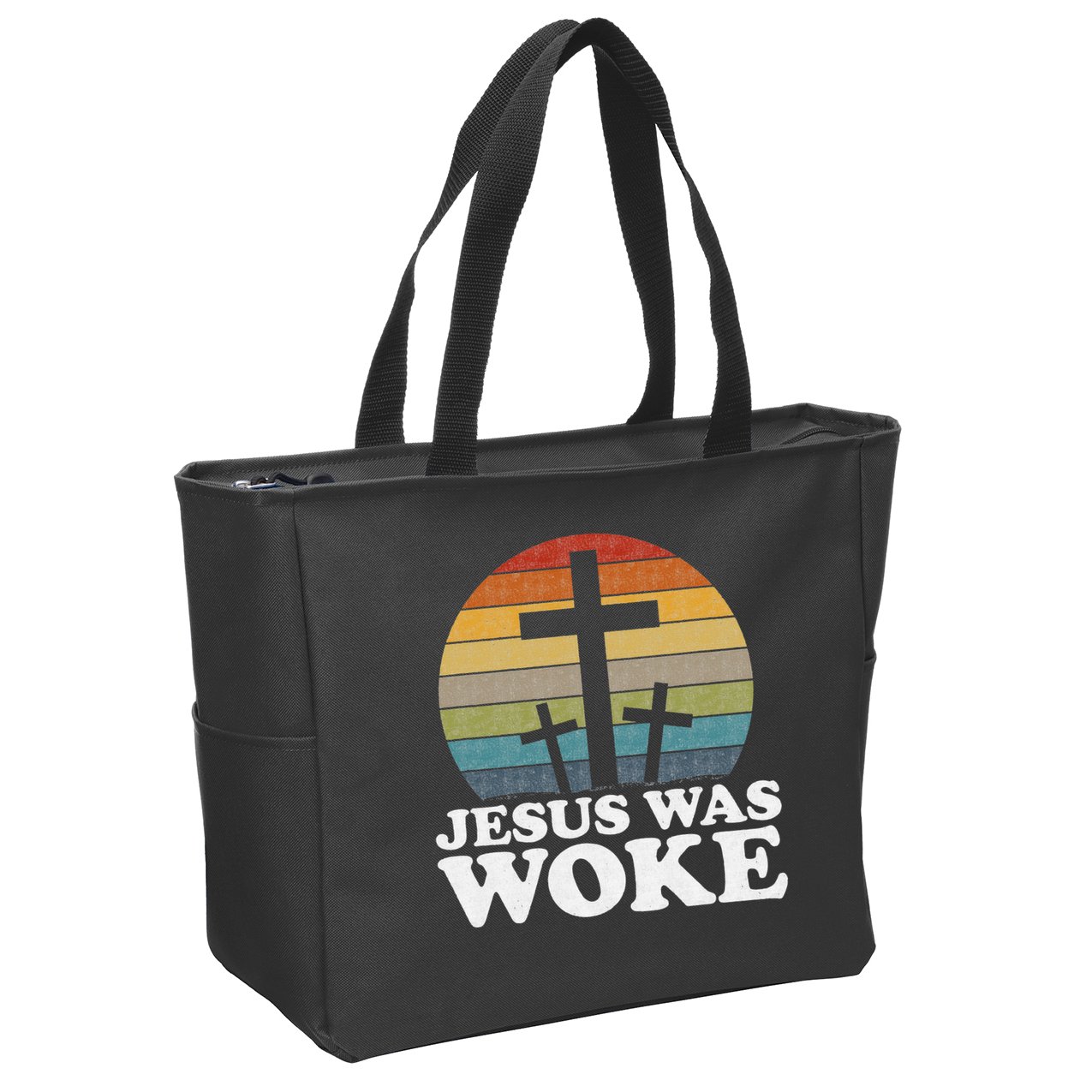 Liberal Christian Democrat Jesus Was Woke Zip Tote Bag