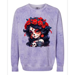 La Catrina Dia De Los Muertos Day Of The Dead Sugar Skull Colorblast Crewneck Sweatshirt