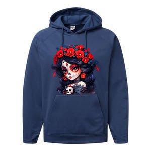 La Catrina Dia De Los Muertos Day Of The Dead Sugar Skull Performance Fleece Hoodie