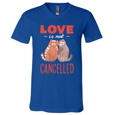 Love Cat Design Gift Love Is Not Cancelled Meaningful Gift V-Neck T-Shirt