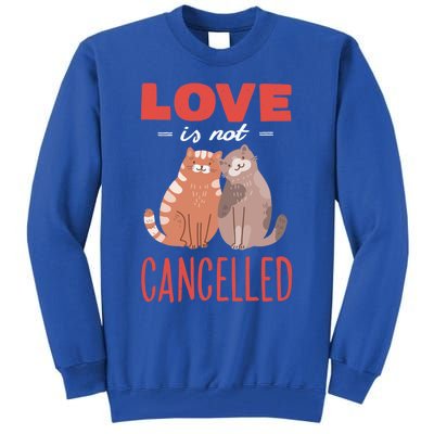 Love Cat Design Gift Love Is Not Cancelled Meaningful Gift Tall Sweatshirt