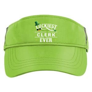 Luckiest Clerk Ever Shamrock Leprechaun Hat St Patrick Day Meaningful Gift Adult Drive Performance Visor