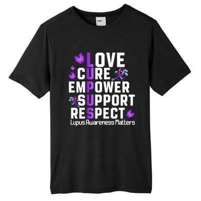 Love Cure Empower Support Respect Lupus Awareness Gift Tall Fusion ChromaSoft Performance T-Shirt