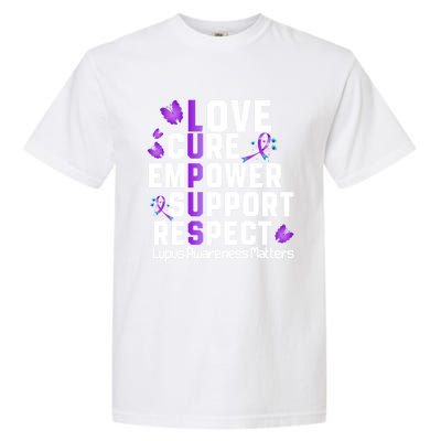 Love Cure Empower Support Respect Lupus Awareness Gift Garment-Dyed Heavyweight T-Shirt