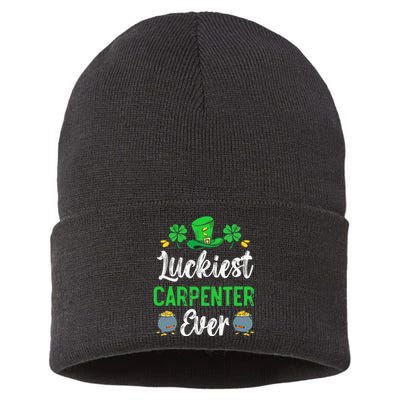 Luckiest Carpenter Ever St. Patrick's Saint Pattys Day Sustainable Knit Beanie