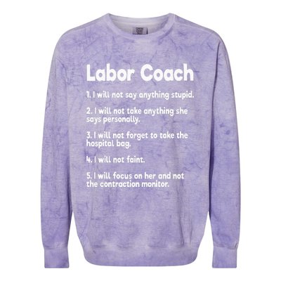 Labor Coach Expecting Dad Rules Papa Funny Baby Colorblast Crewneck Sweatshirt