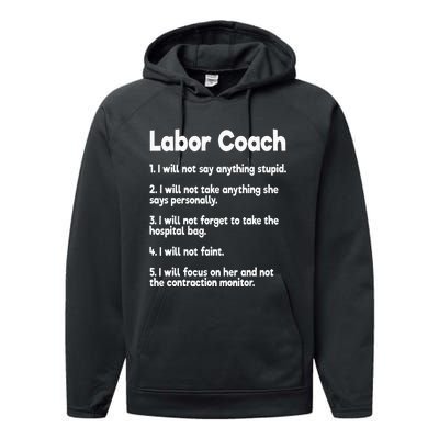 Labor Coach Expecting Dad Rules Papa Funny Baby Performance Fleece Hoodie