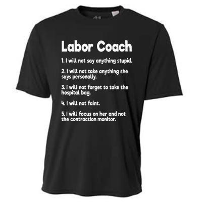 Labor Coach Expecting Dad Rules Papa Funny Baby Cooling Performance Crew T-Shirt