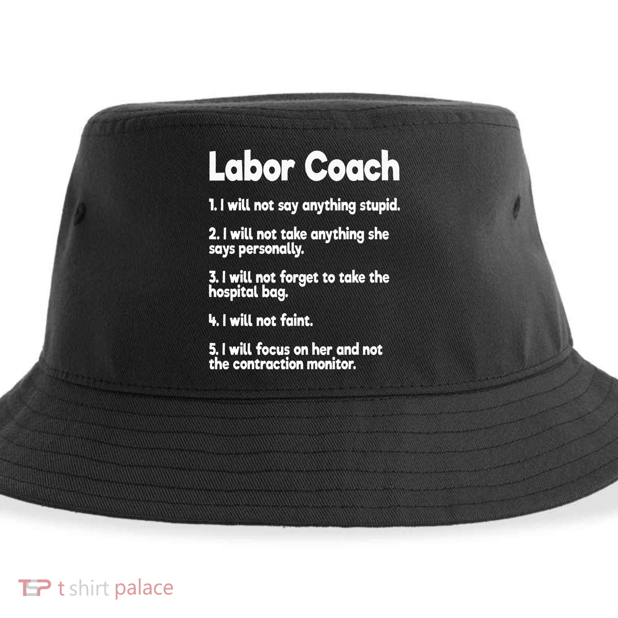 Labor Coach Expecting Dad Rules Papa Funny Baby Sustainable Bucket Hat