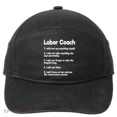 Labor Coach Expecting Dad Rules Papa Funny Baby 7-Panel Snapback Hat