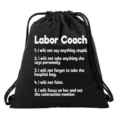 Labor Coach Expecting Dad Rules Papa Funny Baby Drawstring Bag