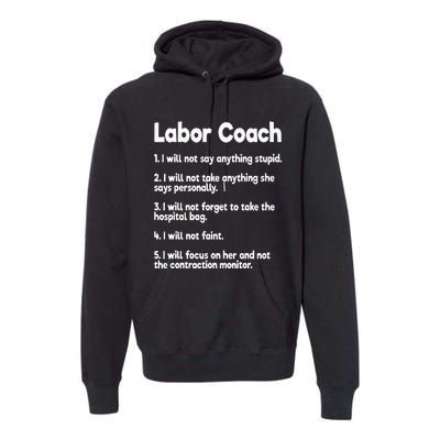 Labor Coach Expecting Dad Rules Papa Funny Baby Premium Hoodie