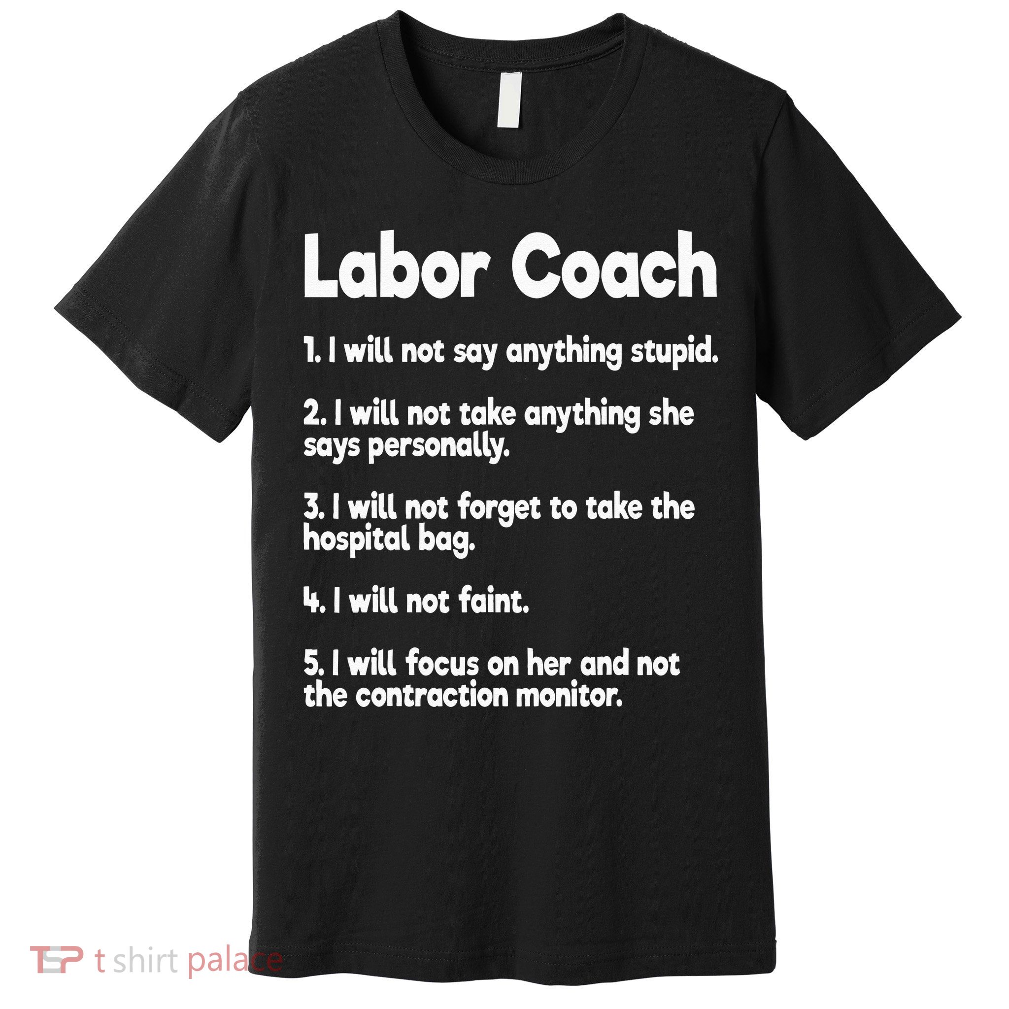 Labor Coach Expecting Dad Rules Papa Funny Baby Premium T-Shirt