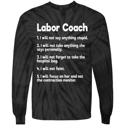 Labor Coach Expecting Dad Rules Papa Funny Baby Tie-Dye Long Sleeve Shirt