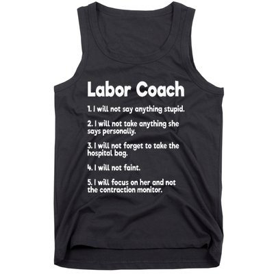 Labor Coach Expecting Dad Rules Papa Funny Baby Tank Top