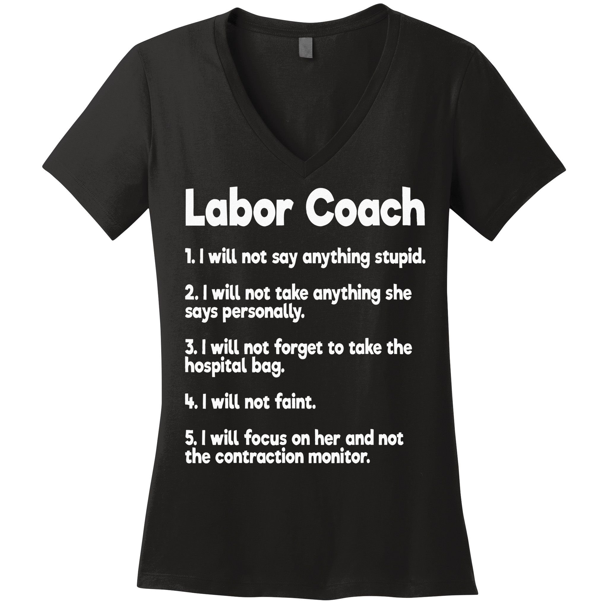 Labor Coach Expecting Dad Rules Papa Funny Baby Women's V-Neck T-Shirt