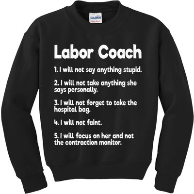 Labor Coach Expecting Dad Rules Papa Funny Baby Kids Sweatshirt