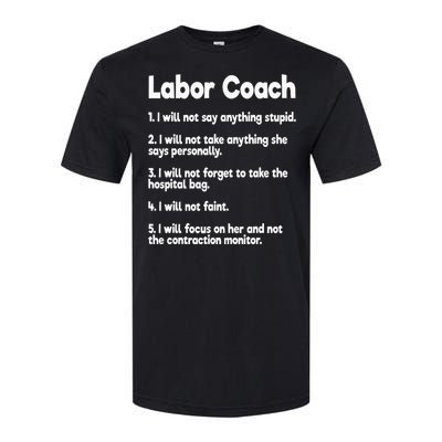 Labor Coach Expecting Dad Rules Papa Funny Baby Softstyle CVC T-Shirt