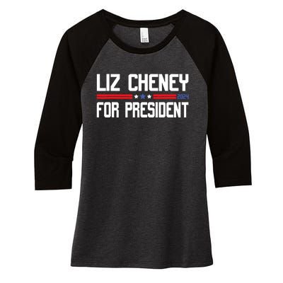 Liz Cheney For President 2024 Women's Tri-Blend 3/4-Sleeve Raglan Shirt