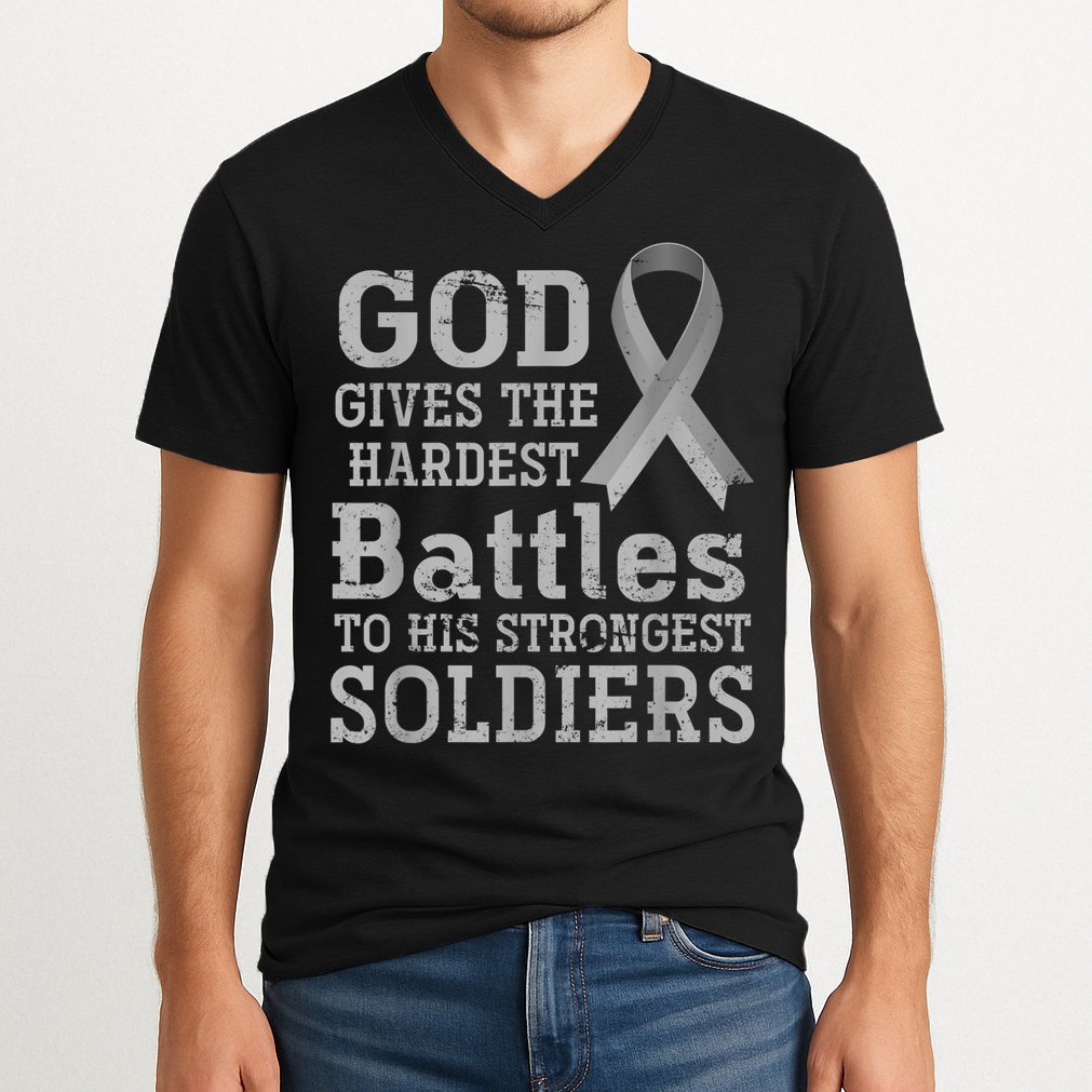 Lung Cancer Fighter Christian Lung Cancer Awareness V-Neck T-Shirt