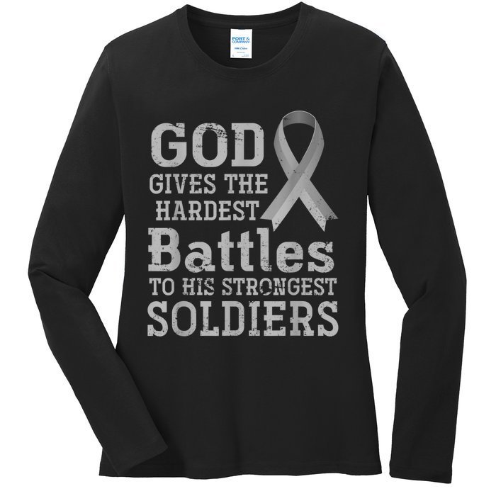 Lung Cancer Fighter Christian Lung Cancer Awareness Ladies Long Sleeve Shirt