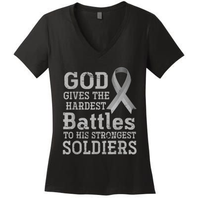 Lung Cancer Fighter Christian Lung Cancer Awareness Women's V-Neck T-Shirt