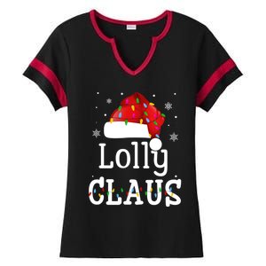 Lolly Claus Funny Holiday Matching Pajamas Xmas Party Gift Ladies Halftime Notch Neck Tee