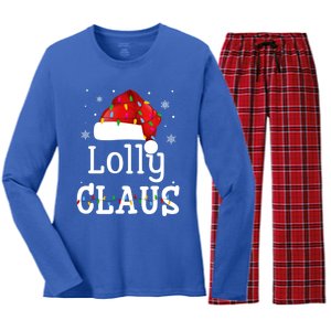 Lolly Claus Funny Holiday Matching Pajamas Xmas Party Gift Women's Long Sleeve Flannel Pajama Set 