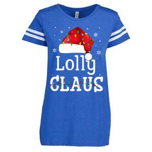 Lolly Claus Funny Holiday Matching Pajamas Xmas Party Gift Enza Ladies Jersey Football T-Shirt