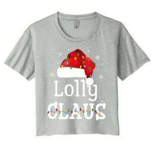 Lolly Claus Funny Holiday Matching Pajamas Xmas Party Gift Women's Crop Top Tee