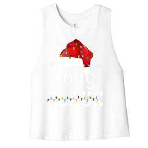 Lolly Claus Funny Holiday Matching Pajamas Xmas Party Gift Women's Racerback Cropped Tank